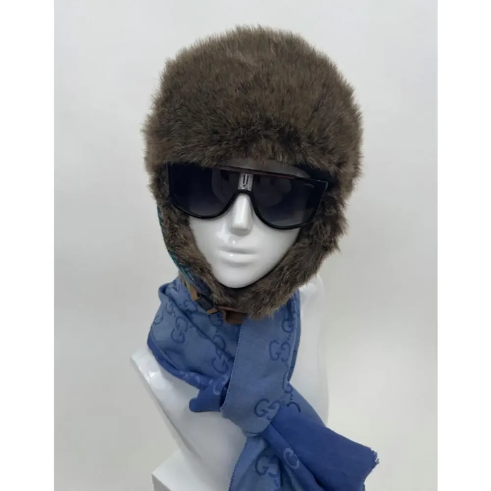 Manhattan Company Tweed Faux Fur Hat Insulated Lining Winter Hat